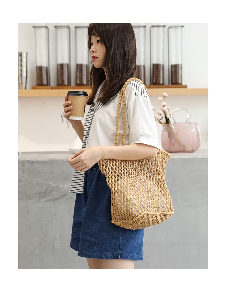 カゴバッグ 透かし編み夏のお出かけメッシュトート