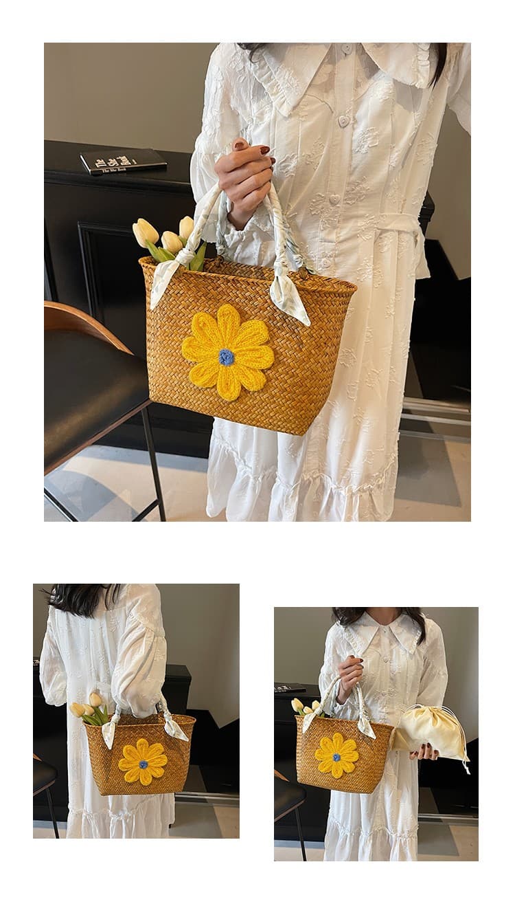 花咲くナチュラル デイジーカゴバッグ