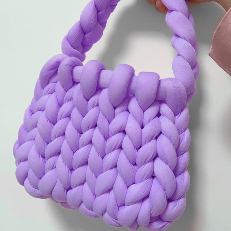 カゴバッグ もこもこ編み込みバスケットバッグ