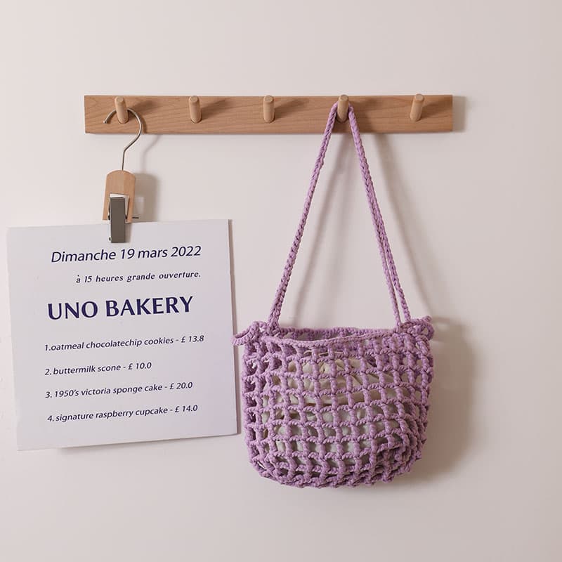 カゴバッグ 夏色メッシュ 手編みミニトート
