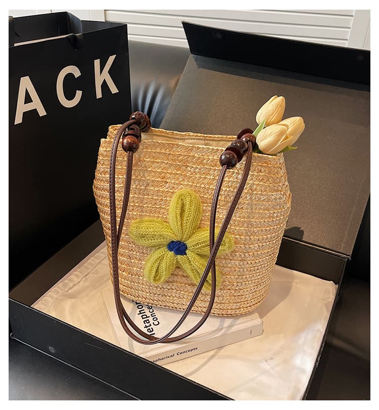 カゴバッグ 花飾りチューリップかごショルダーバッグ