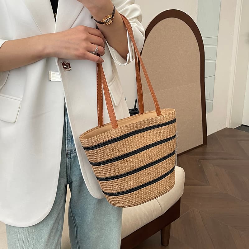 カゴバッグ 爽やかストライプ カゴトート