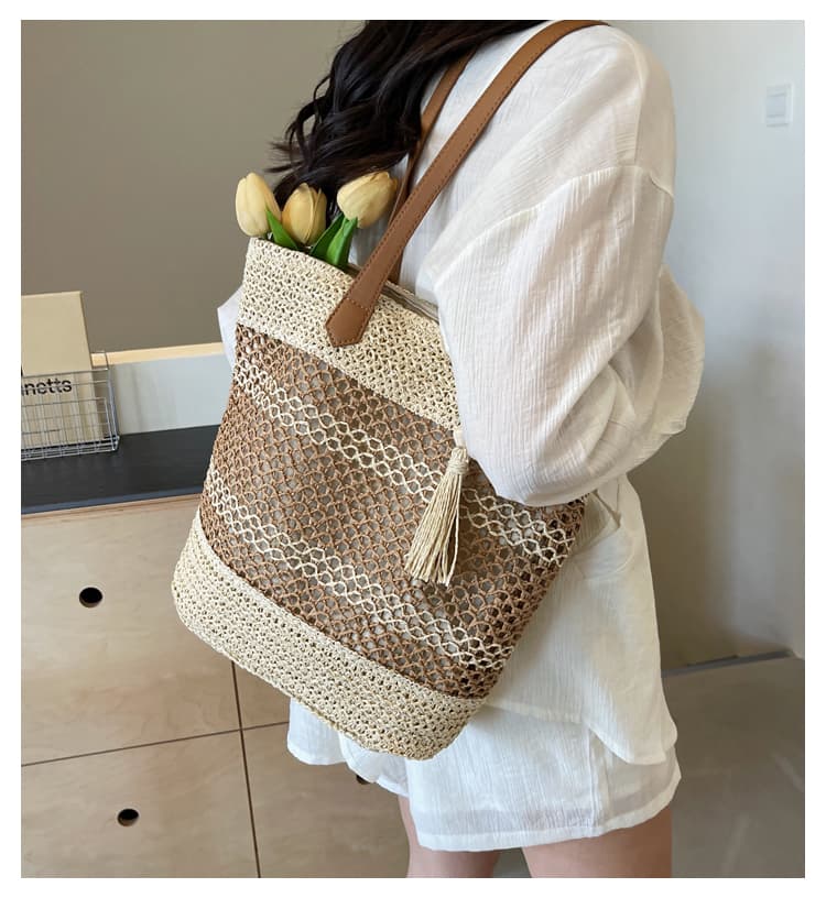 カゴバッグ 涼やか編み目 夏の麻ひもトート