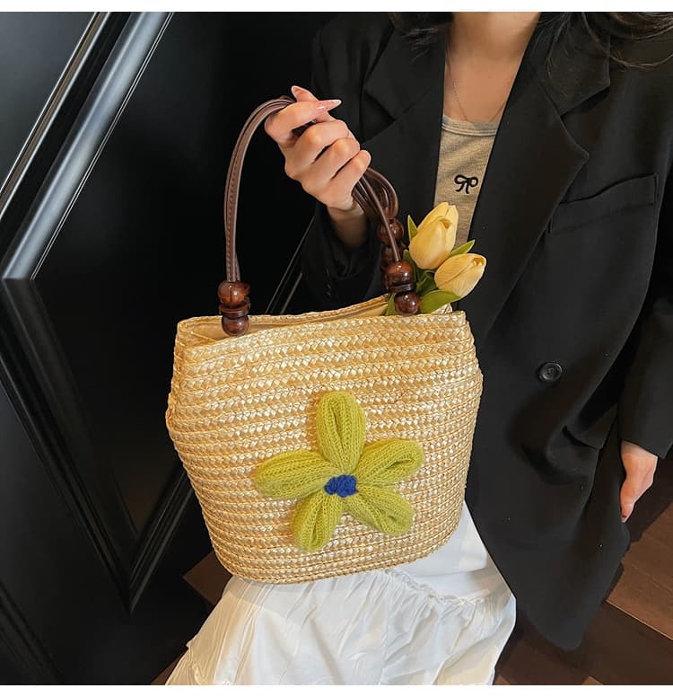 カゴバッグ 花飾りチューリップかごショルダーバッグ