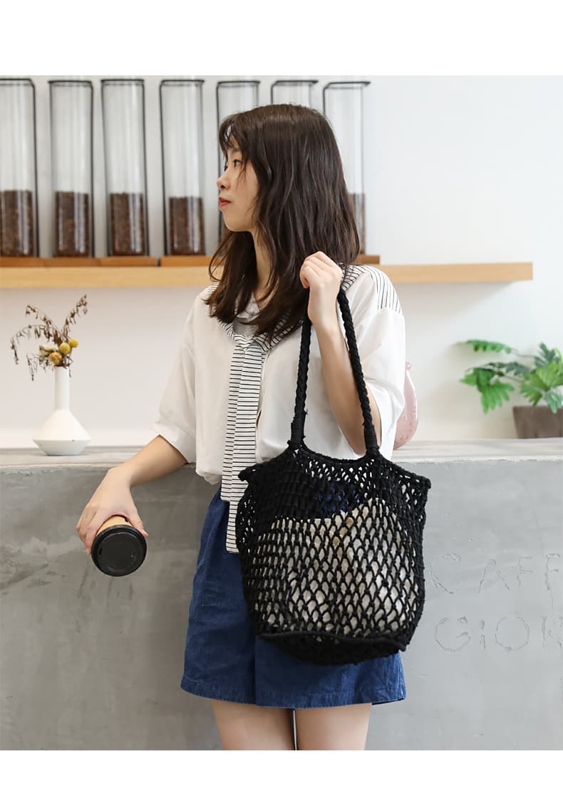 カゴバッグ 透かし編み夏のお出かけメッシュトート