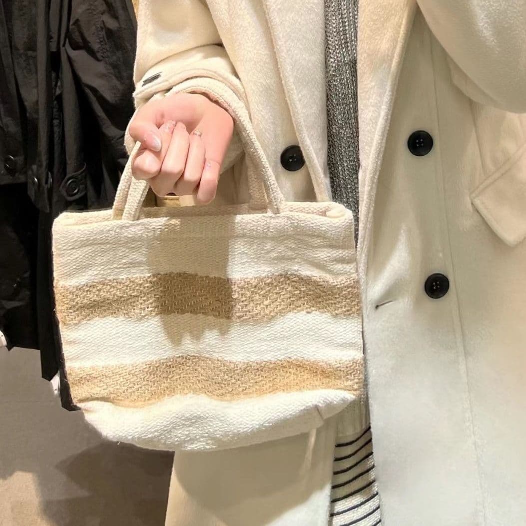 カゴバッグ 手編み模様のナチュラルカゴトート