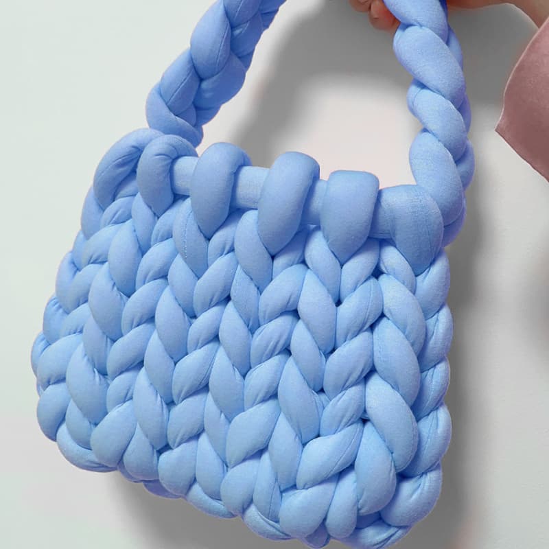 カゴバッグ もこもこ編み込みバスケットバッグ