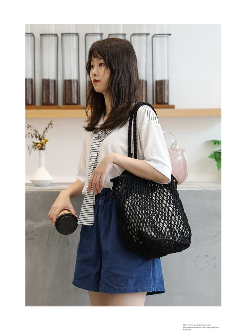カゴバッグ 透かし編み夏のお出かけメッシュトート
