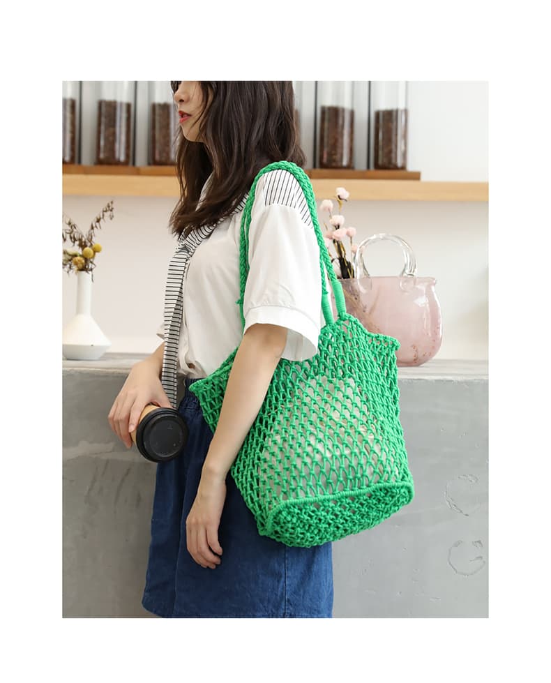 カゴバッグ 透かし編み夏のお出かけメッシュトート