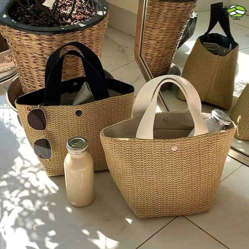 カゴバッグ 上品な夏の編みカゴトート