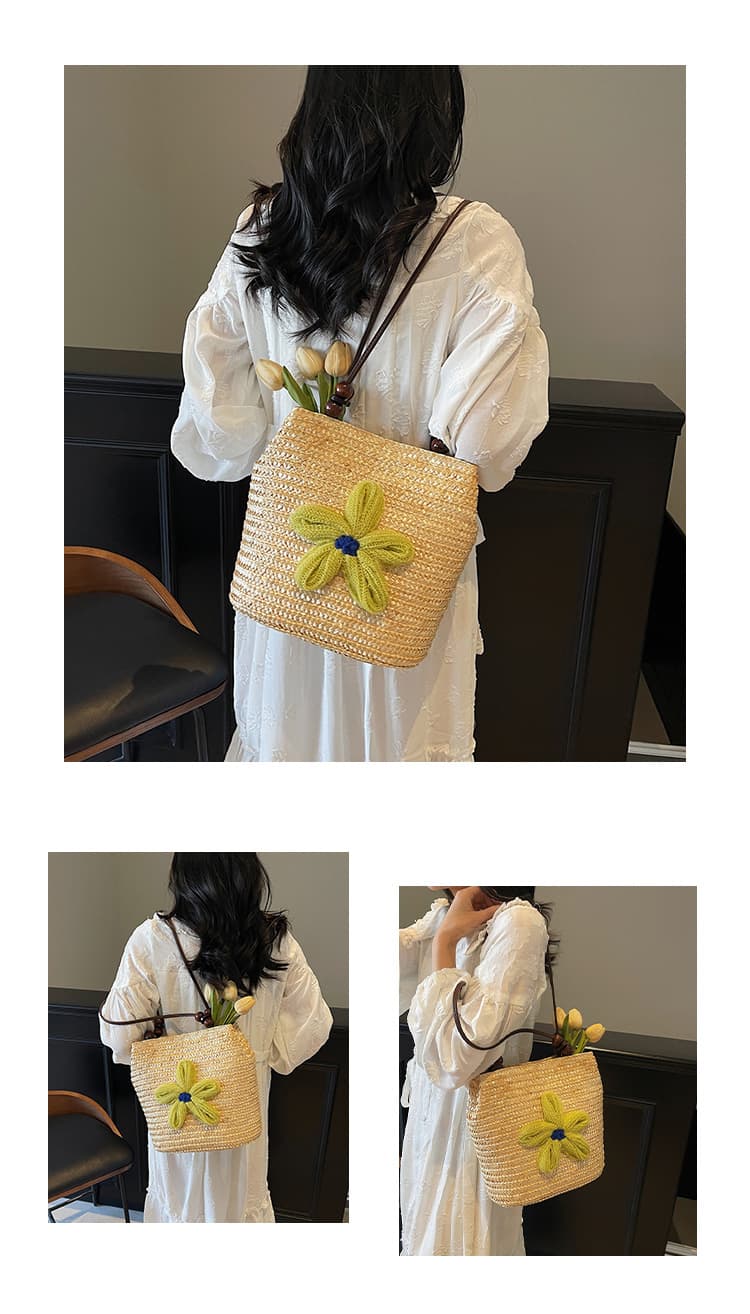 カゴバッグ 花飾りチューリップかごショルダーバッグ