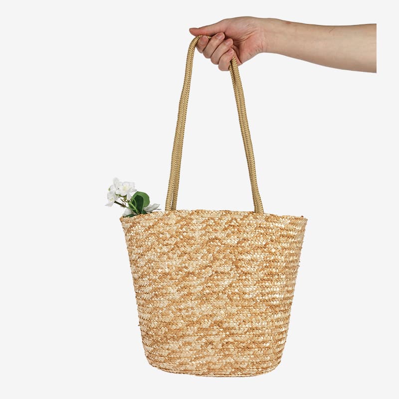 カゴバッグ シンプル編み上げ夏素材トートバッグ