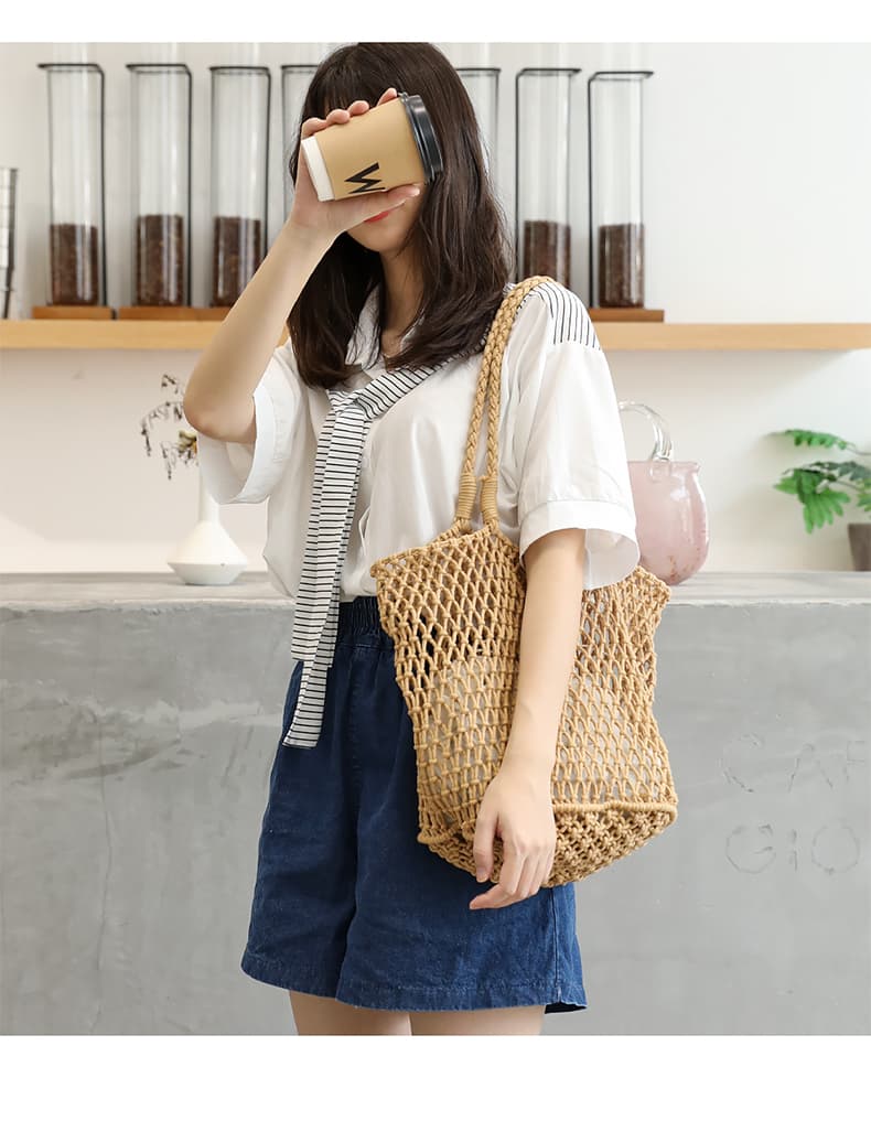 カゴバッグ 透かし編み夏のお出かけメッシュトート