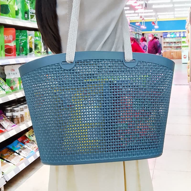 カゴバッグ 通気性抜群メッシュ編みカゴバッグ大容量トート
