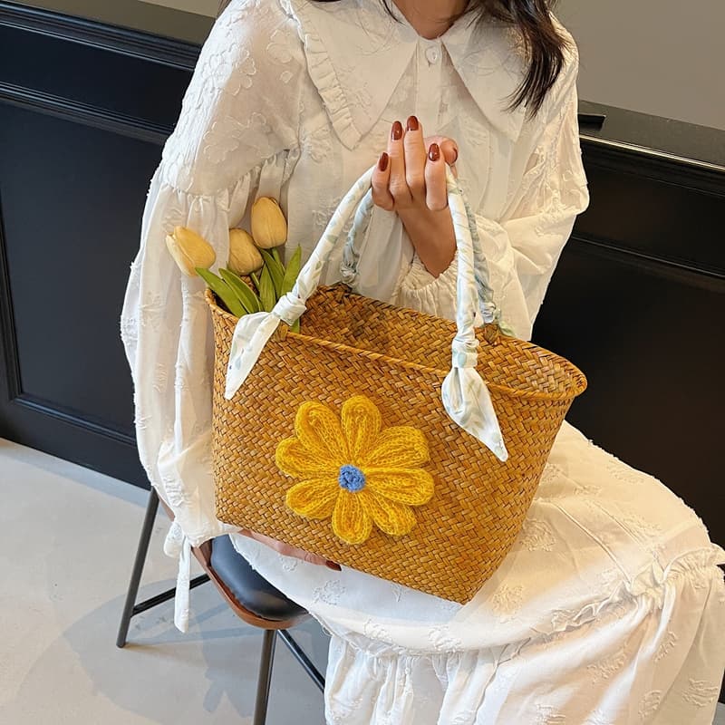 花咲くナチュラル デイジーカゴバッグ