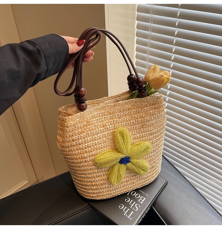 カゴバッグ 花飾りチューリップかごショルダーバッグ