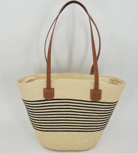 カゴバッグ 上品な模様入りナチュラルトート