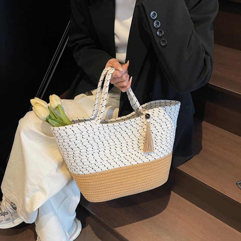 カゴバッグ 夏色チューリップ かごトートバッグ