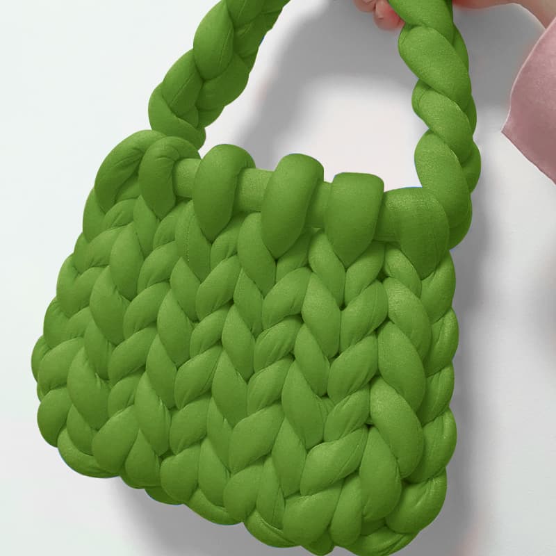 カゴバッグ もこもこ編み込みバスケットバッグ