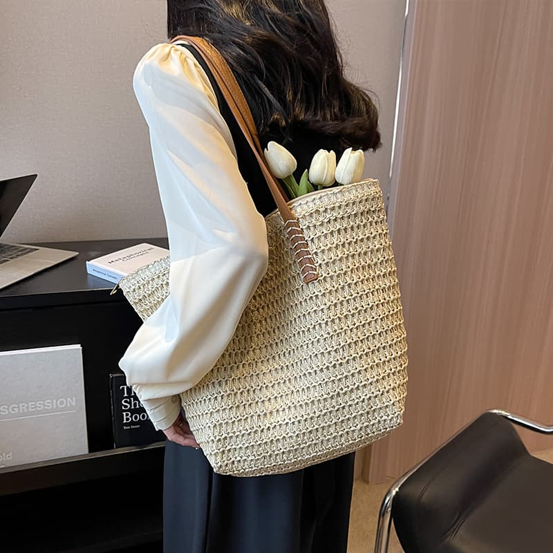カゴバッグ なつかしレトロ 手編みカゴトート