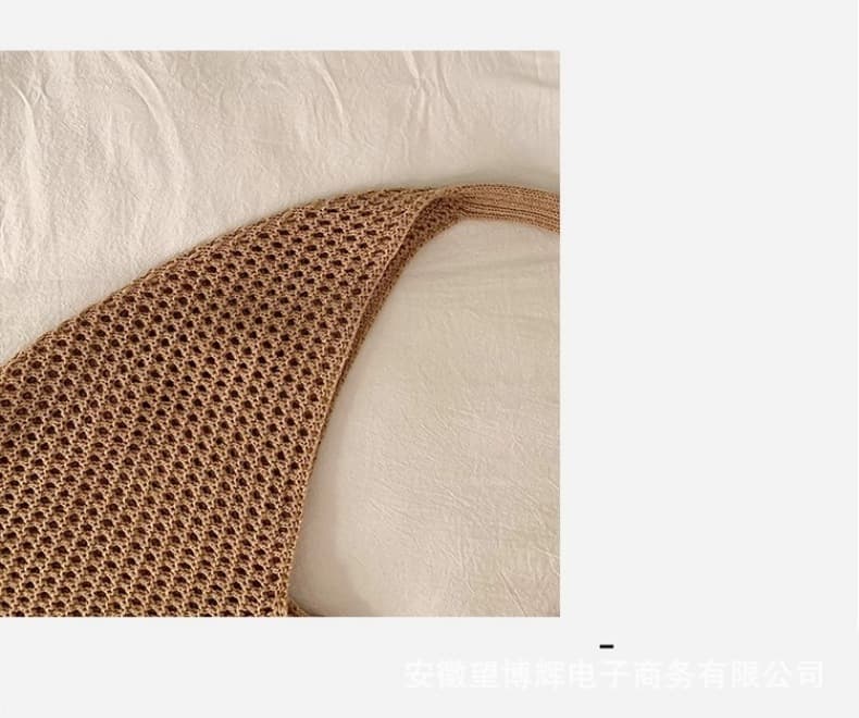 カゴバッグ 花飾り付き網目編みバッグ