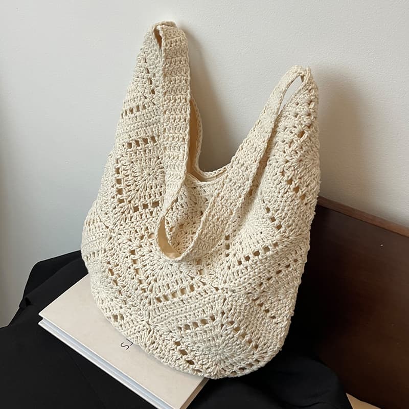 カゴバッグ 透かし編みかぎ針ショルダーバッグ
