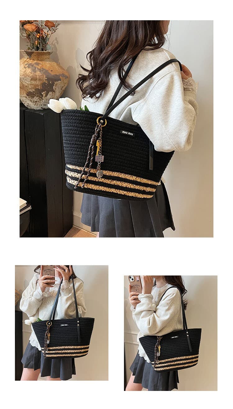 カゴバッグ ナチュラル編み紐トートバッグ